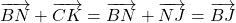 \overrightarrow{BN} + \overrightarrow{CK} = \overrightarrow{BN} + \overrightarrow{NJ} = \overrightarrow{BJ}